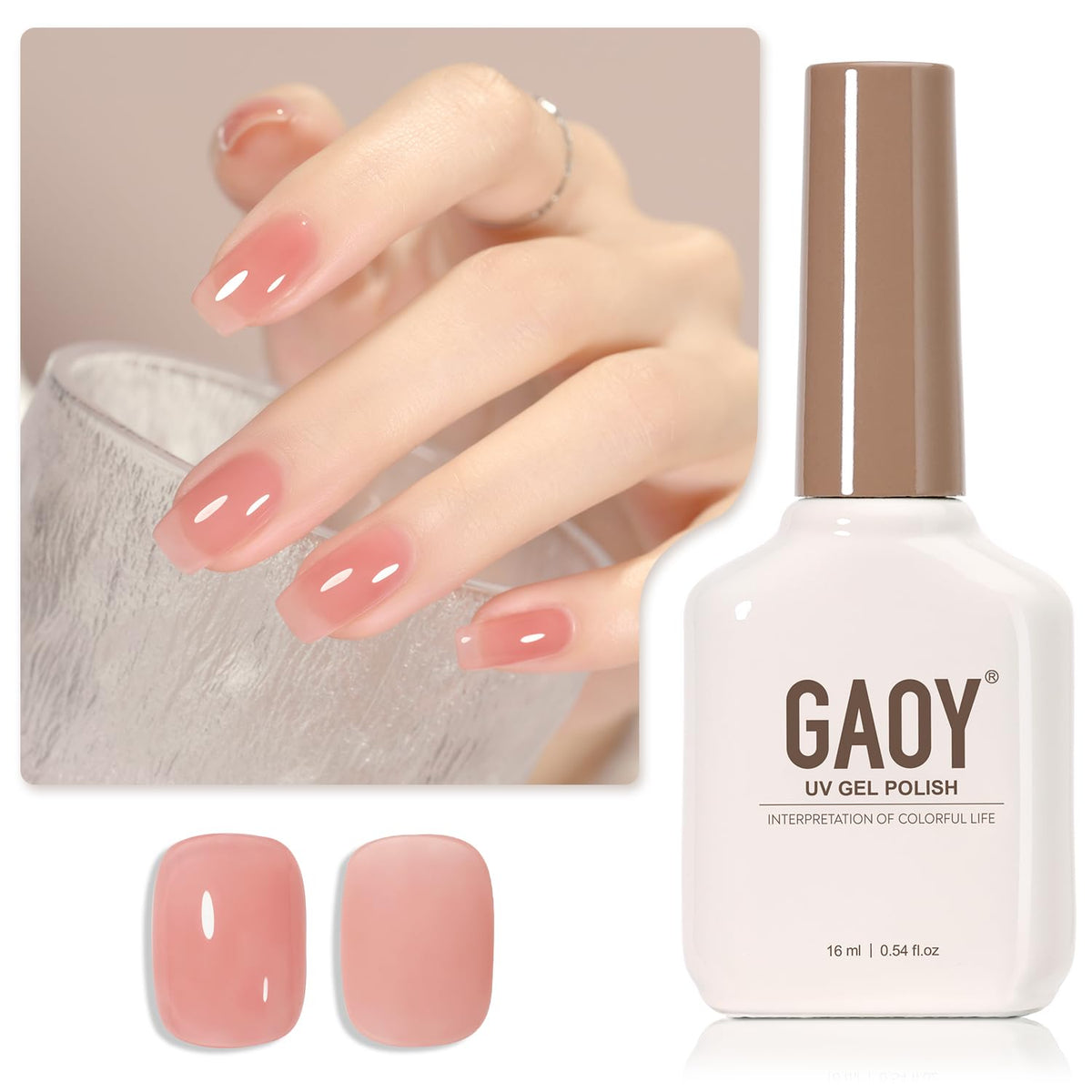GAOY Jelly Nude Gel Nail Polish: aplicación transparente para construir capas y color personalizado.