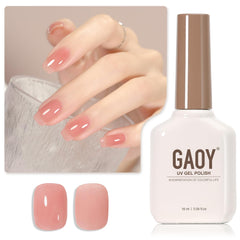 GAOY Jelly Nude Gel Nail Polish: aplicación transparente para construir capas y color personalizado.