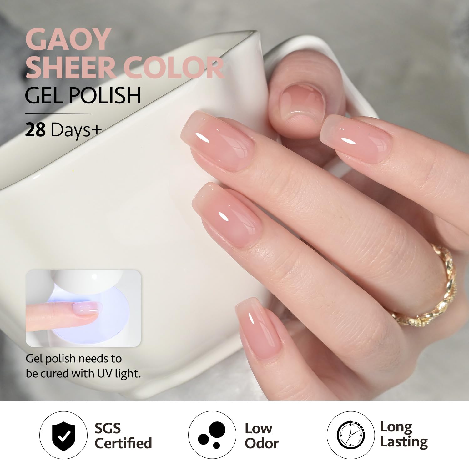 GAOY Jelly Nude Gel: curado ultravioleta en 60 segundos para manicura rápida en casa