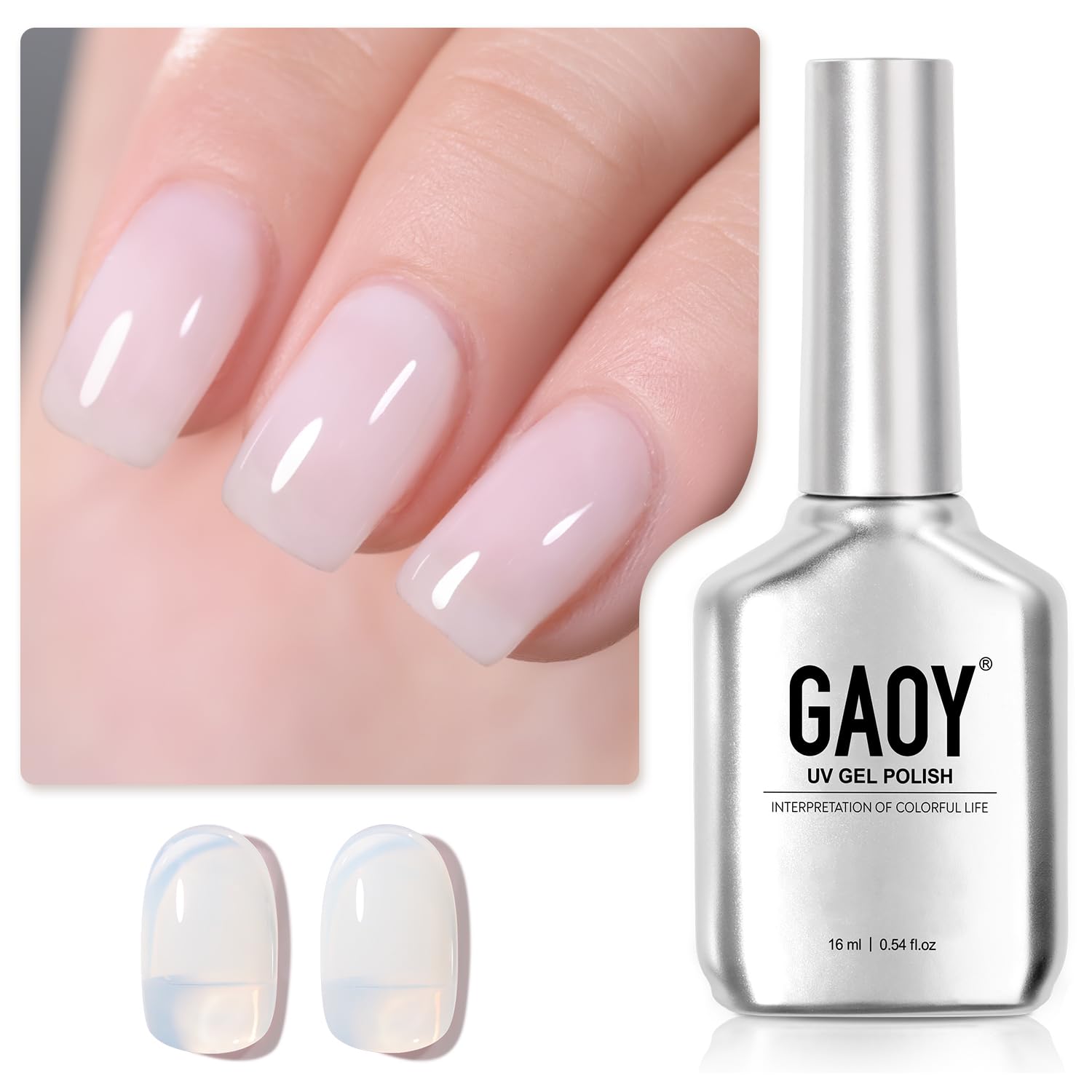 GAOY Jelly Nude Gel en botella de 16 ml, acabado translúcido suave para uñas en casa