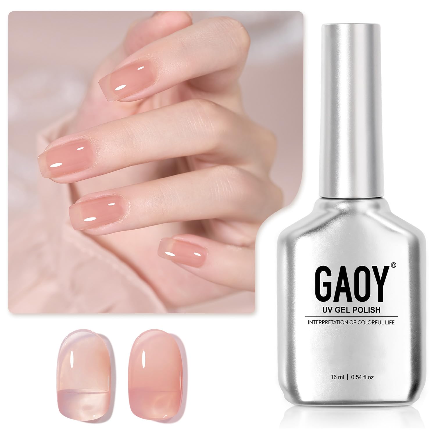 GAOY Jelly Nude Gel, botella en primer plano para capas suaves y naturales