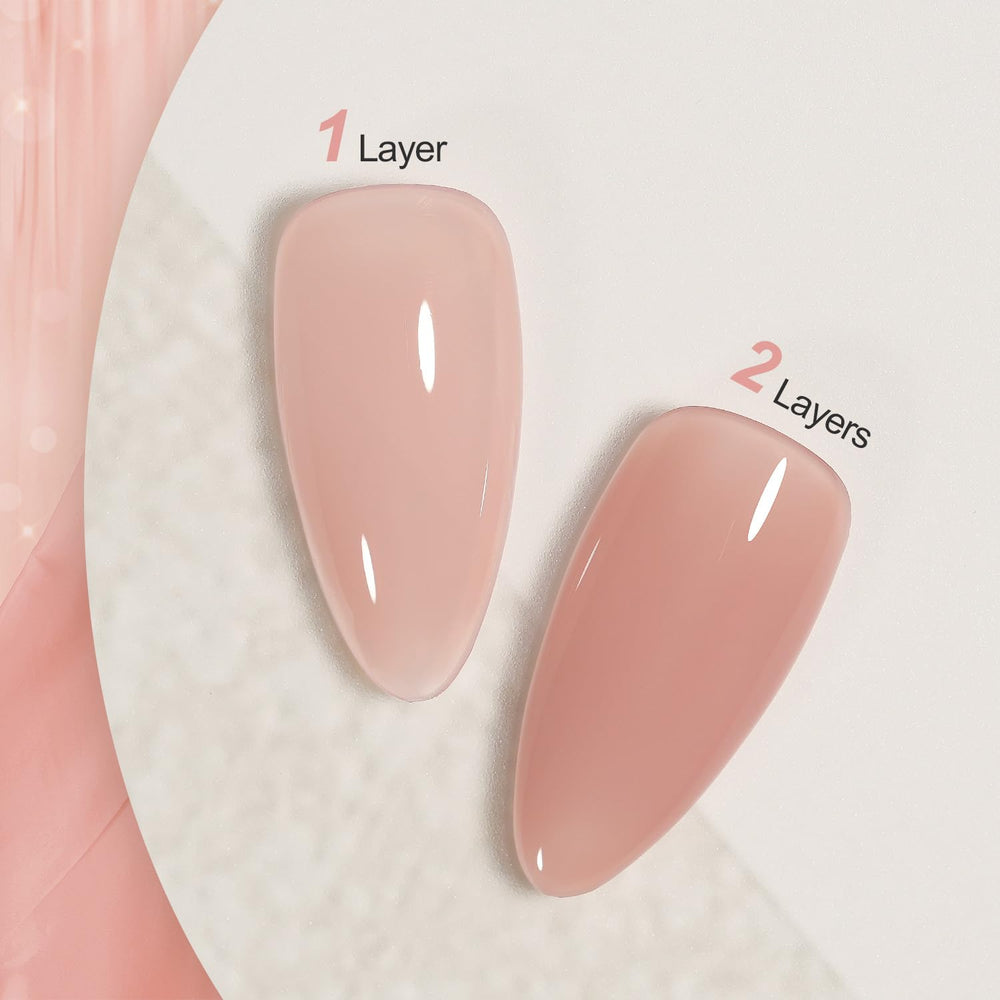 GAOY Jelly Nude Gel, textura translúcida para ver construcción de color por capas