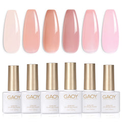 GAOY Jelly Nude Pink: kit de 6 esmaltes gel transparentes para uso en casa.