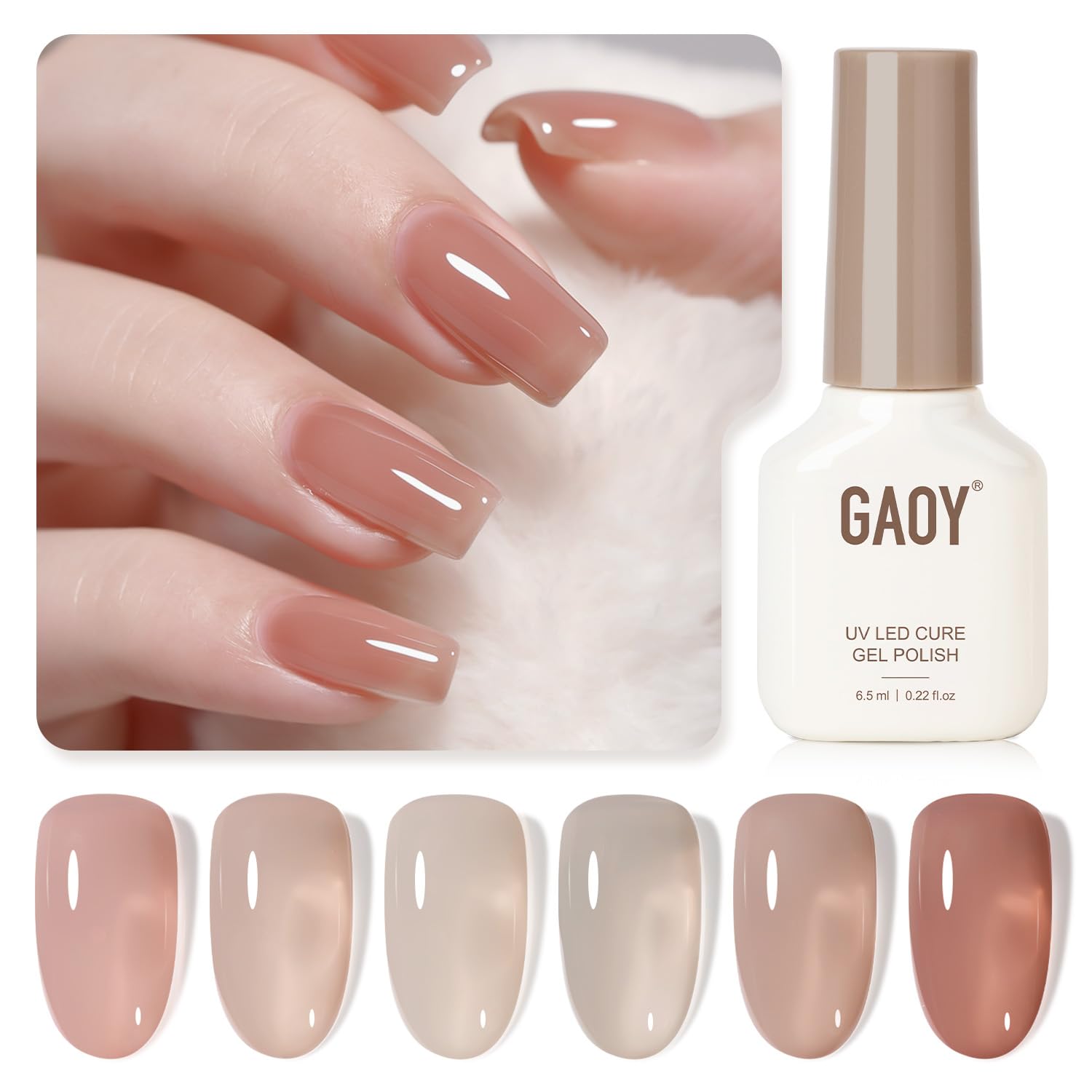 GAOY Jelly UV Gel: set de 6 colores para manicura en casa.