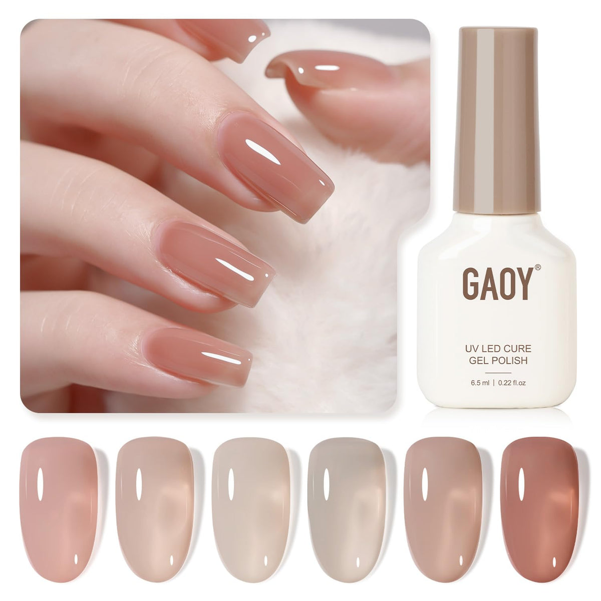 GAOY Jelly UV Gel: set de 6 colores para manicura en casa.