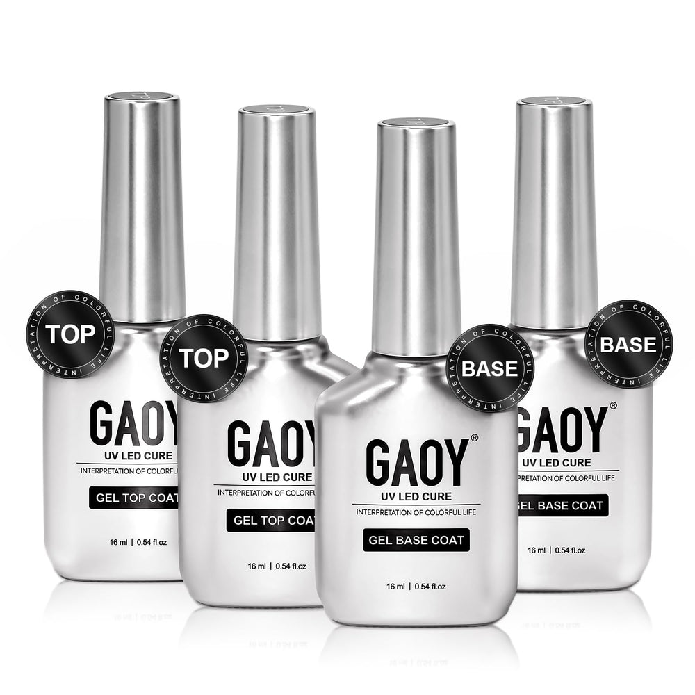 GAOY juego base y capa gel 16 ml con acabado cromado, ideal para manicuras consistentes.