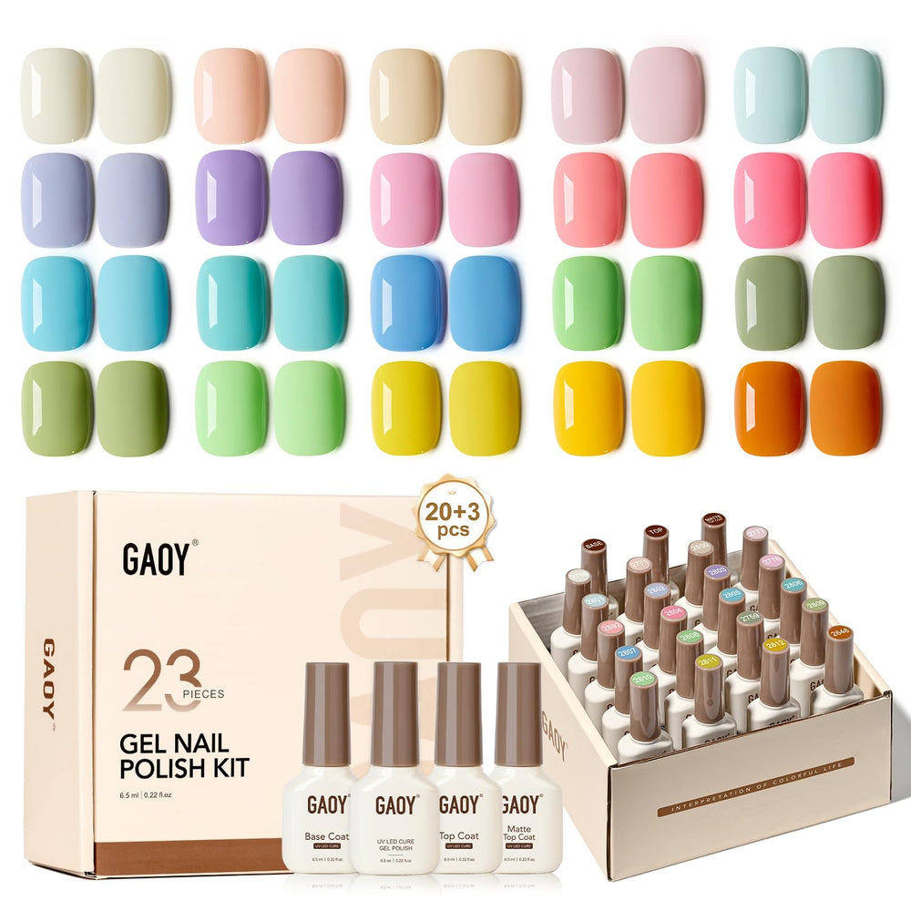 GAOY kit esmalte gel 23 piezas en colores pastel macaron para uñas personalizadas