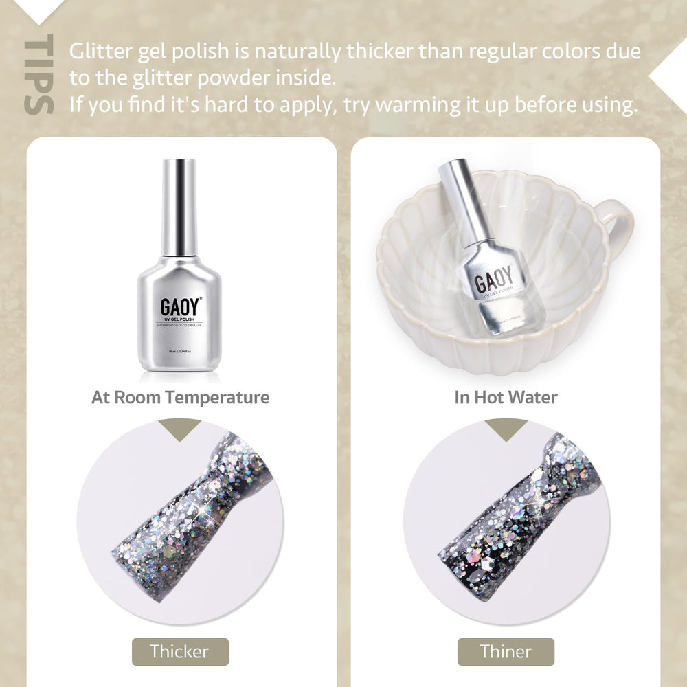Kit GAOY purpurina gel para arte de uñas en casa