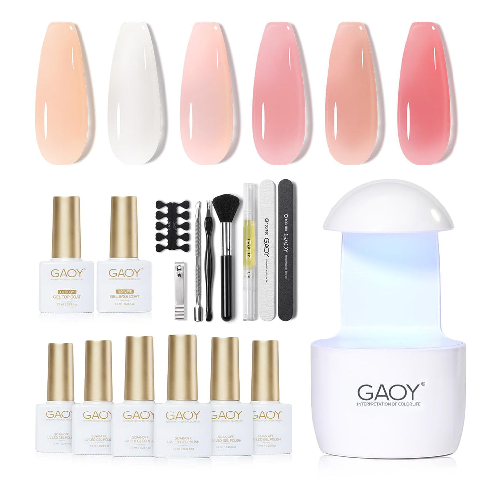 GAOY kit de uñas gel con luz UV para principiantes y manicure duradero en casa.