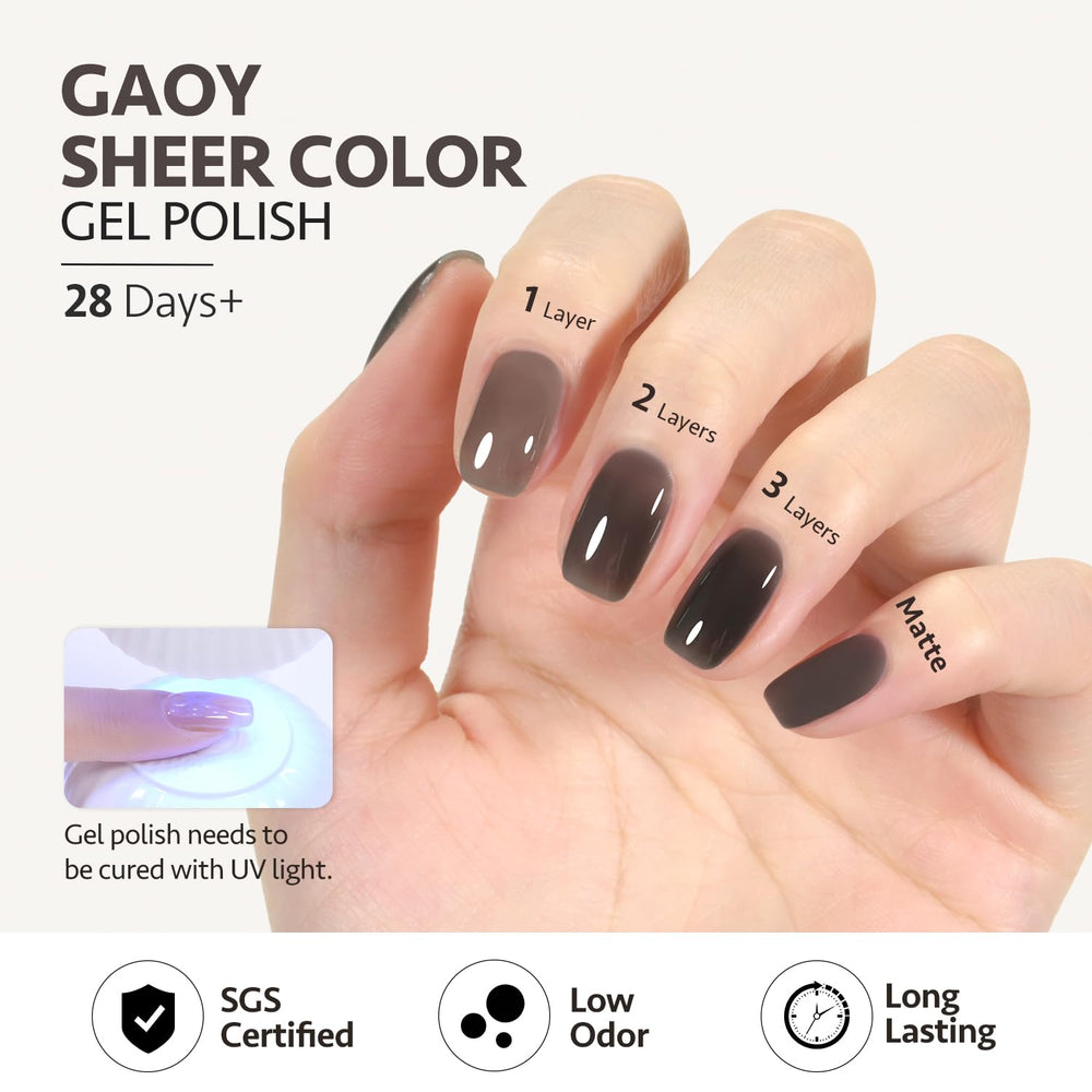 Gaoy Jelly Nude, curado bajo luz UV para secado rápido.