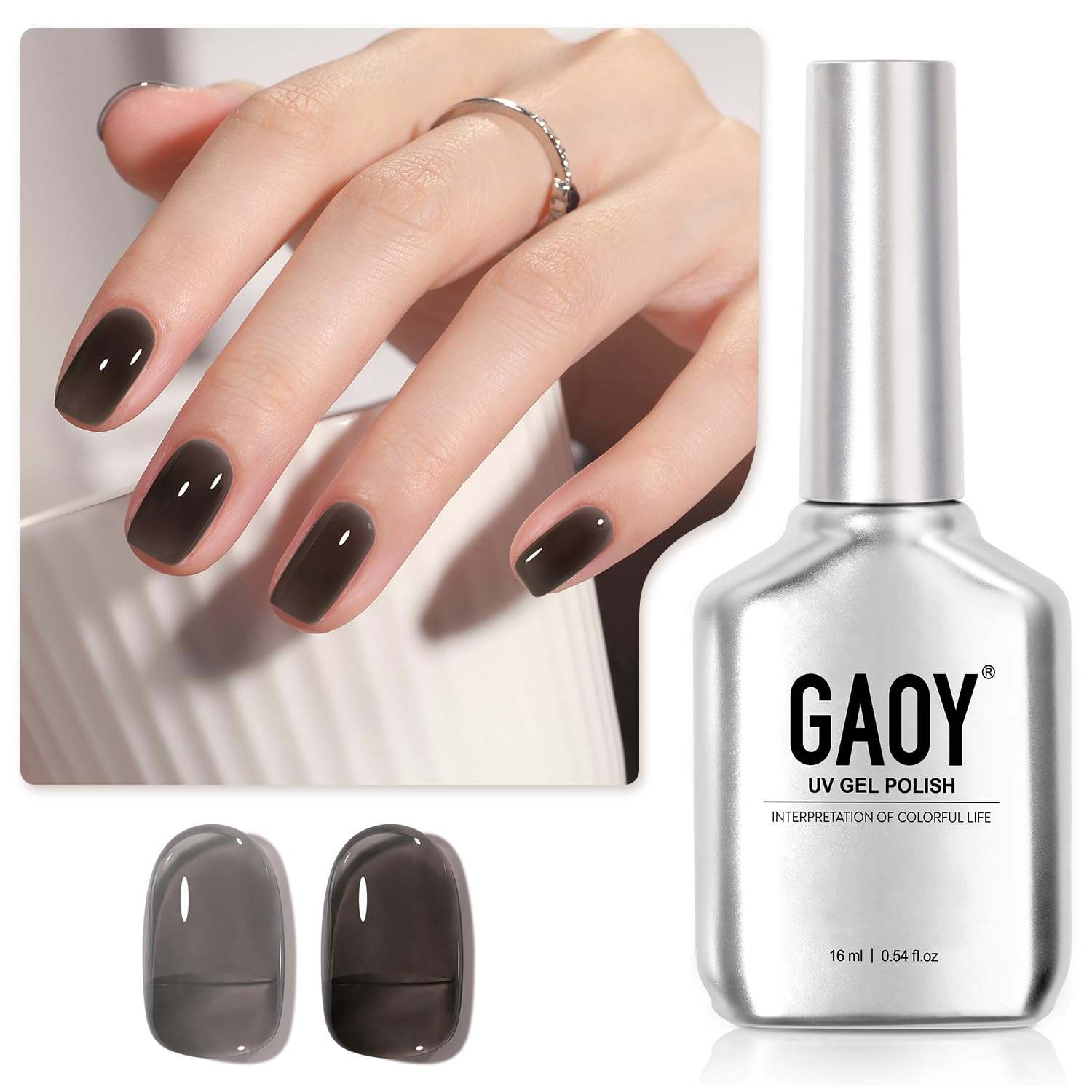 Gaoy Jelly Nude, botella 16ml transparente para capas suaves.