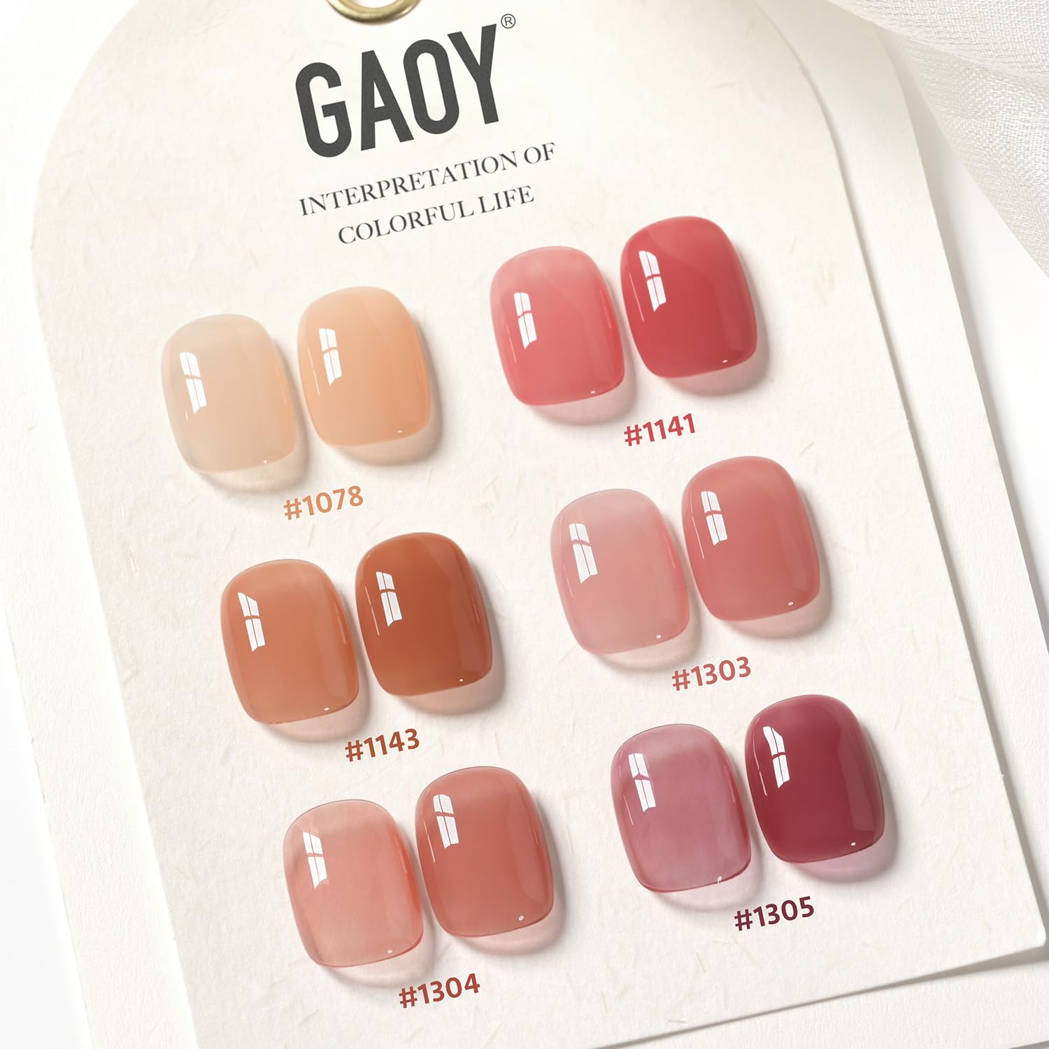 GAOY lacas gel 6 colores, botellas visibles, opción versátil para manicura casera.