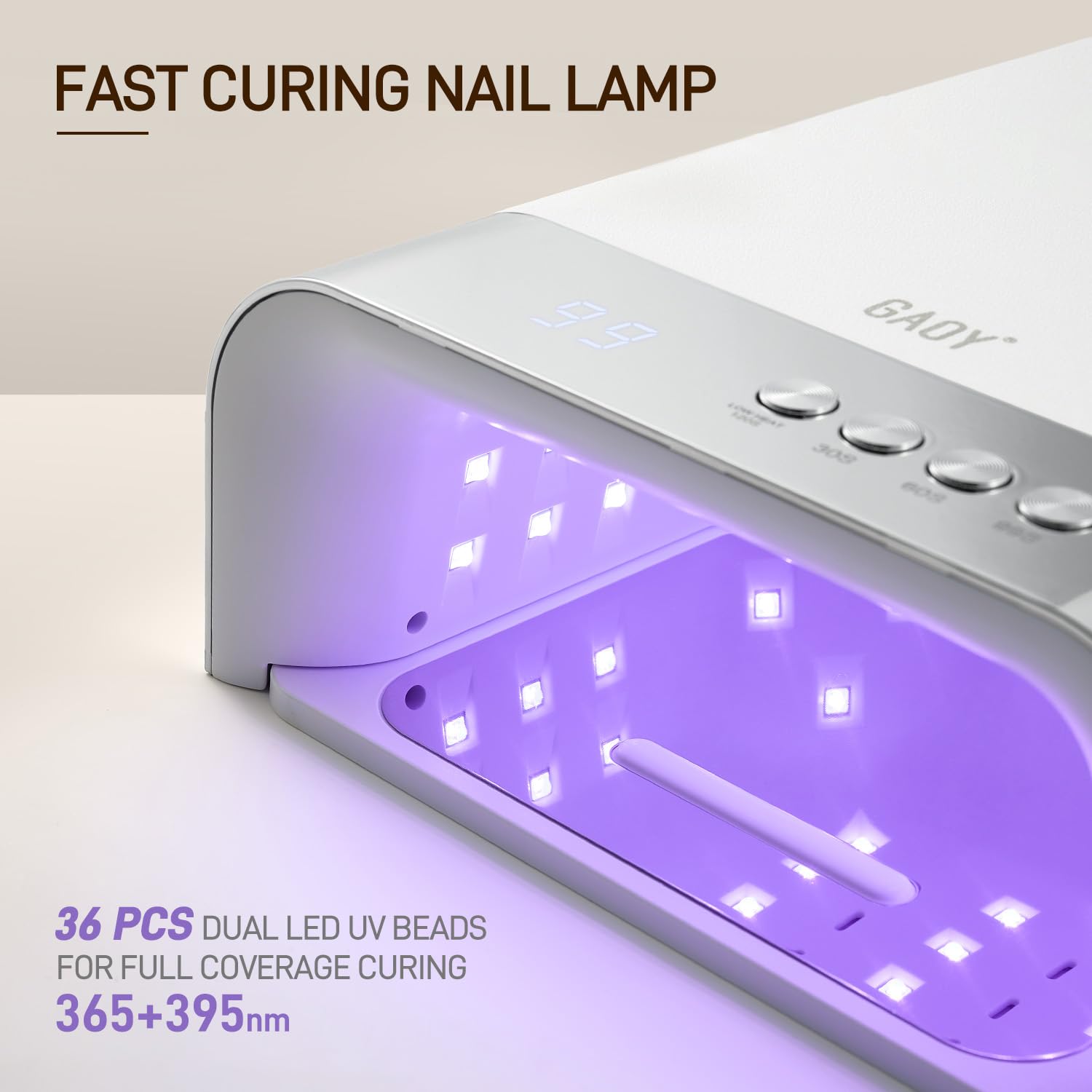 GAOY lámpara UV de 36 LEDs para curado rápido y eficiente.