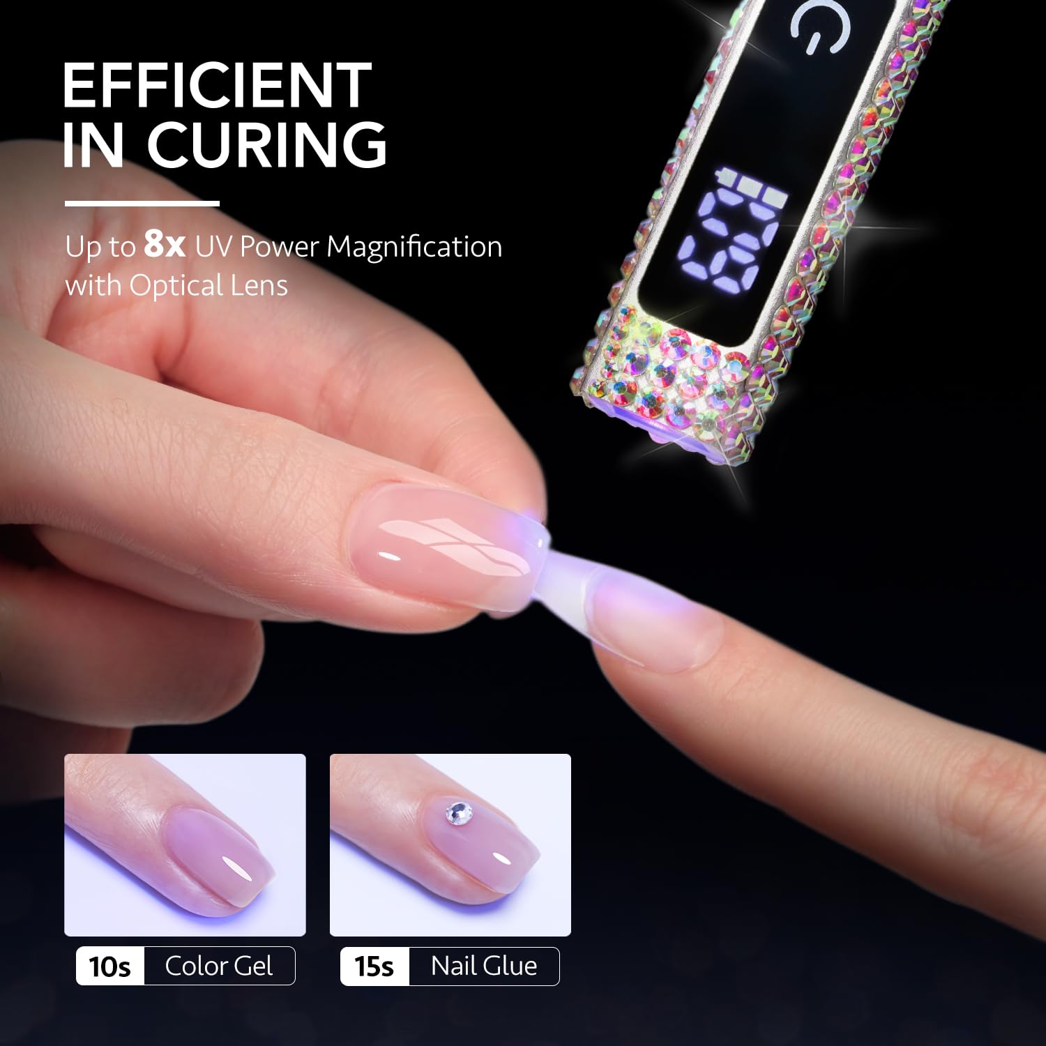 GAOY lámpara UV inalámbrica con batería de 400 mAh para sesiones largas.