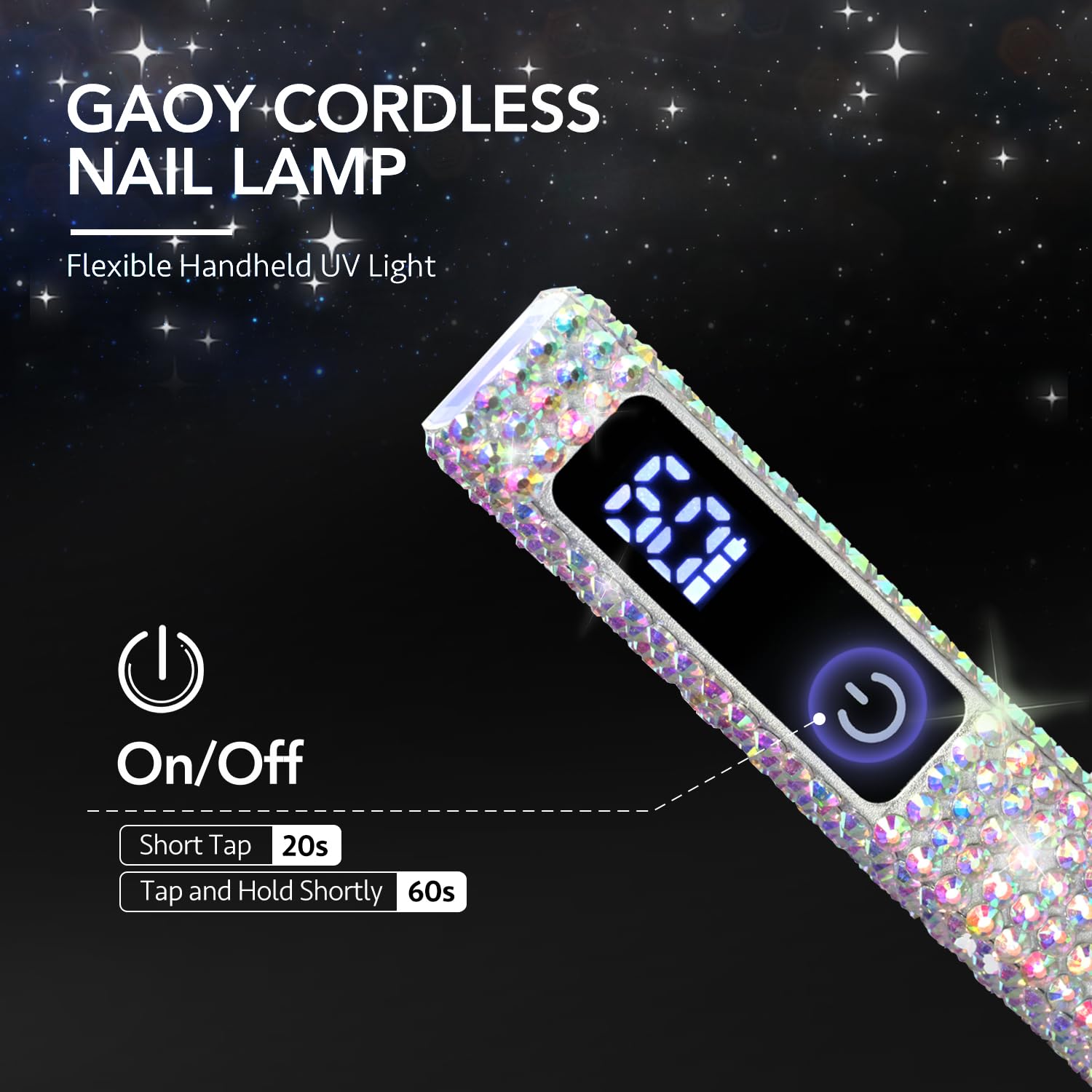 GAOY lámpara UV de mano para curado rápido en una uña de gel.