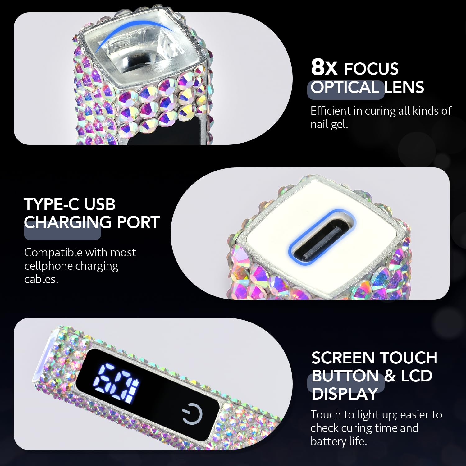 GAOY lámpara UV con pantalla LCD y control táctil para temporizadores.