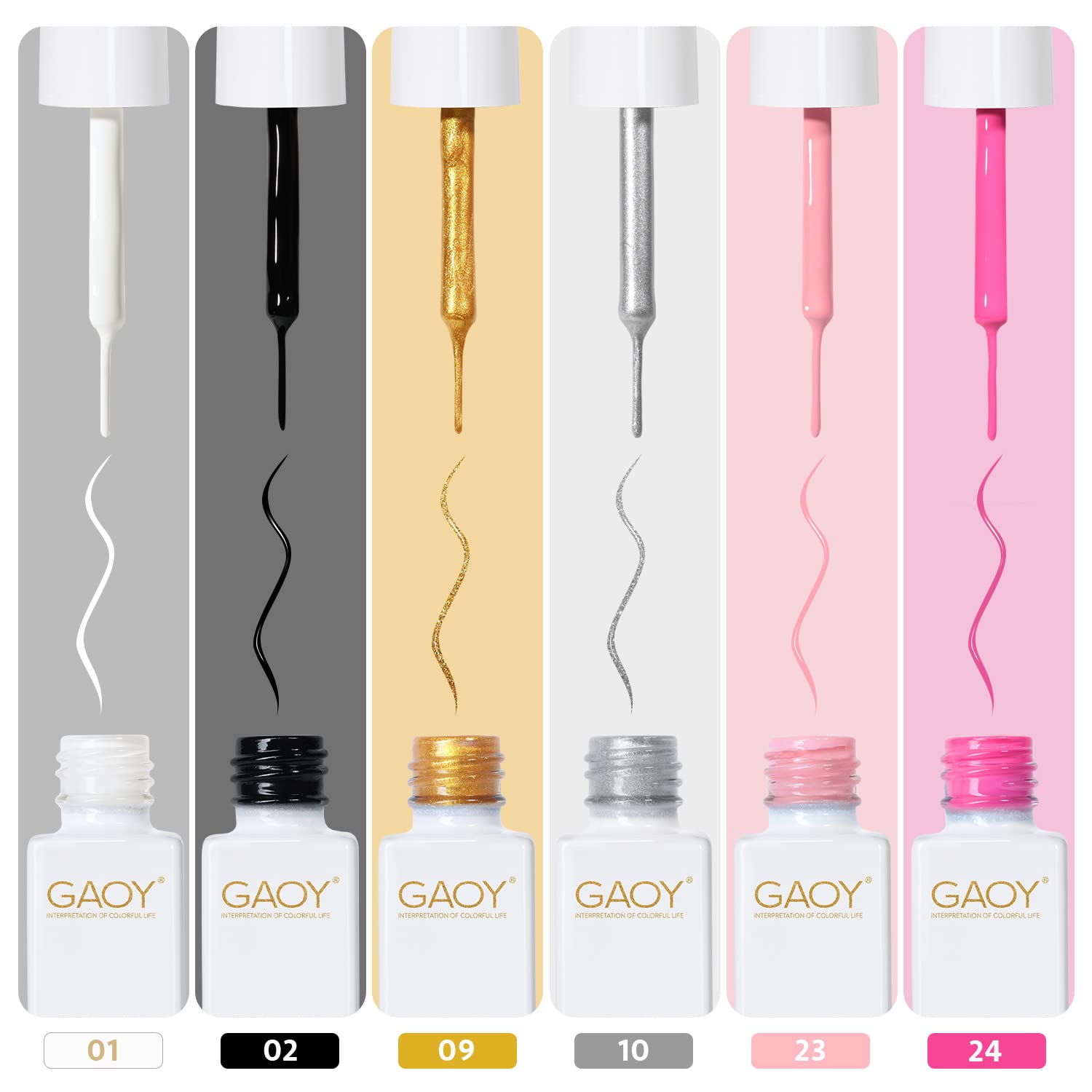 GAOY liner gel uñas blanco: contraste nítido para acentos elegantes.