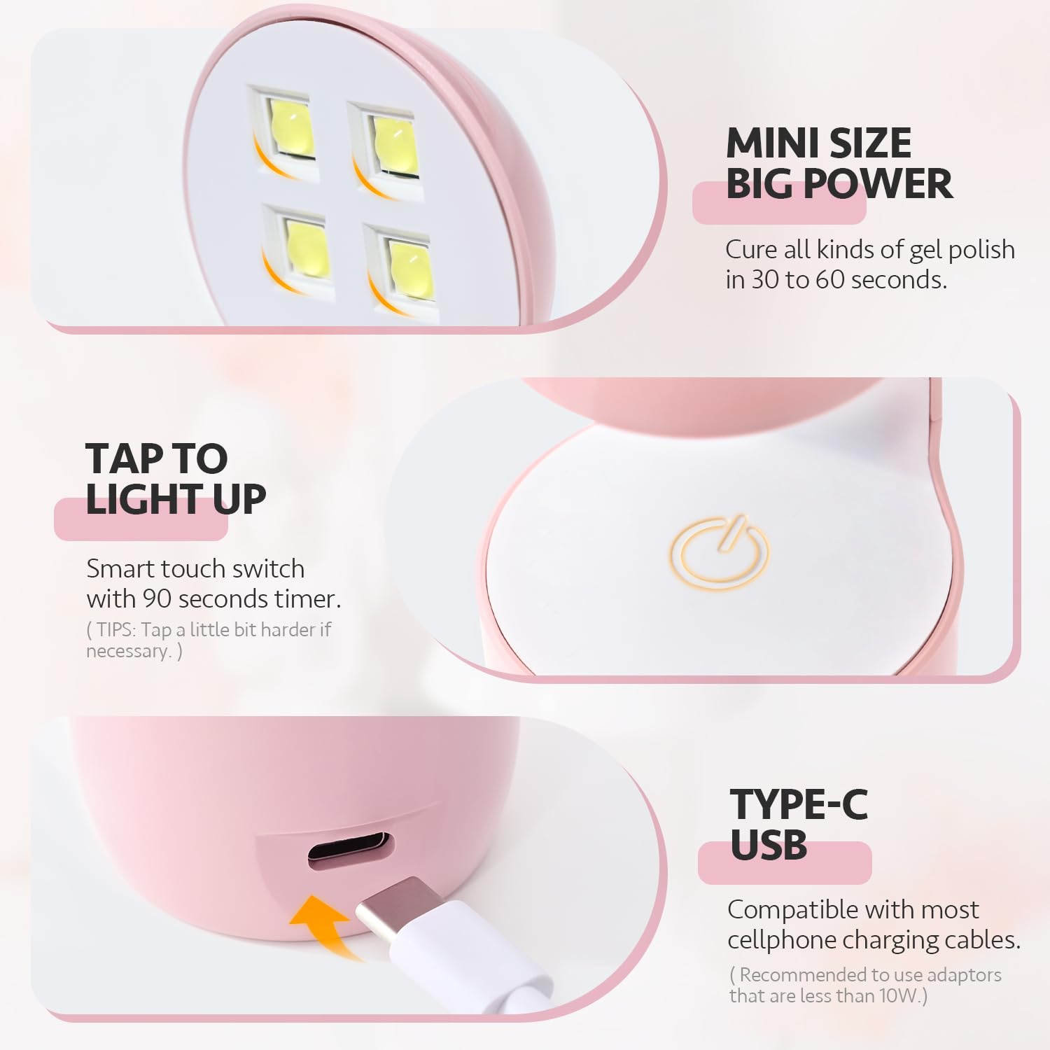 GAOY lámpara UV mini para uñas, temporizador de 90 segundos.