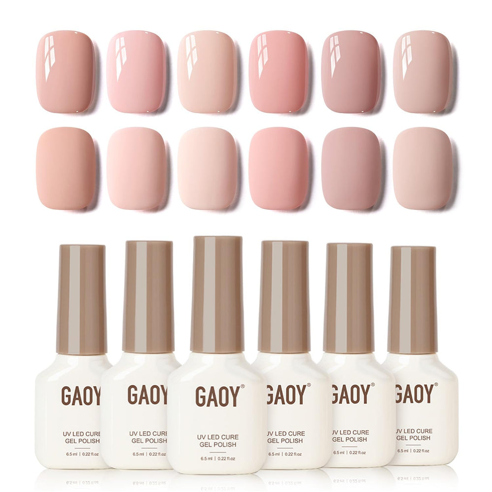 GAOY Macarons gel uñas tono durazno rosado, ideal para look suave en casa