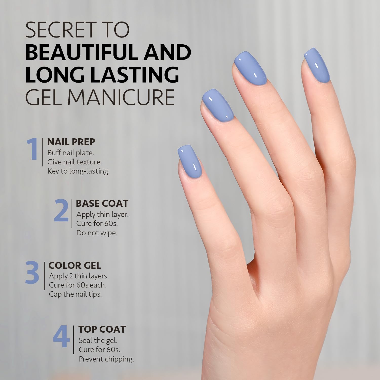 GAOY manicura en casa con esmalte gel azul para look profesional.