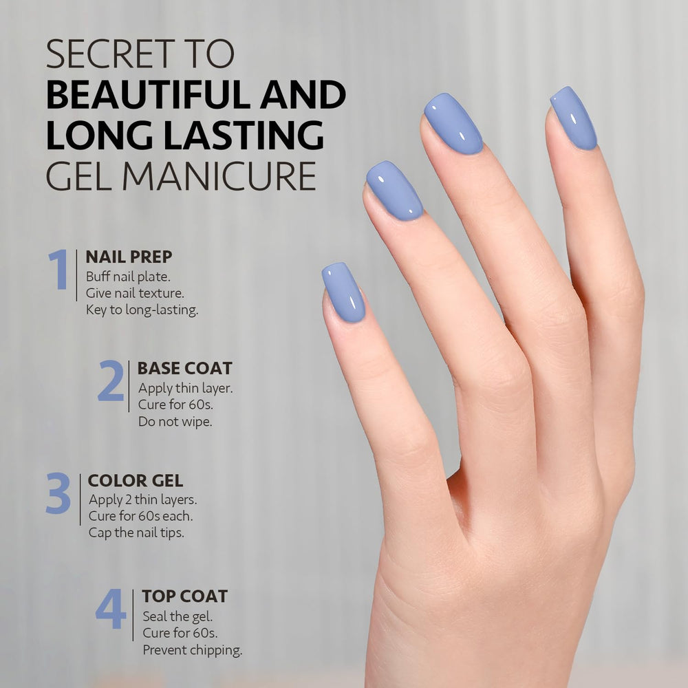 GAOY manicura en casa con esmalte gel azul para look profesional.