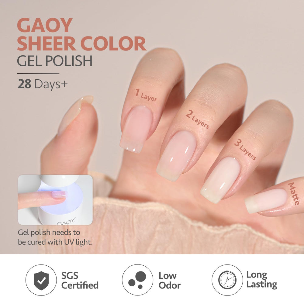 GAOY Milky Jelly Nude Gel: posible duración de hasta 4 semanas con base y top.