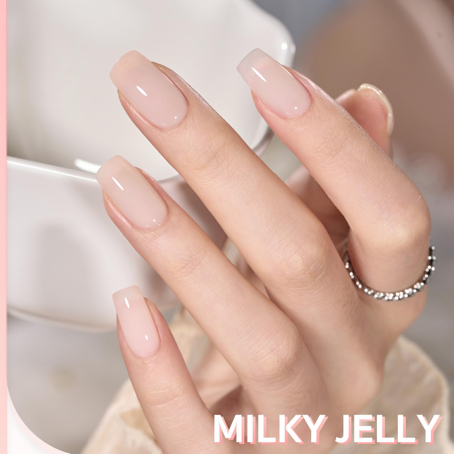 GAOY Milky Jelly Nude Gel: aplicación paso a paso para uñas con acabado natural.