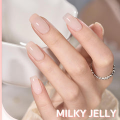 GAOY Milky Jelly Nude Gel: aplicación paso a paso para uñas con acabado natural.