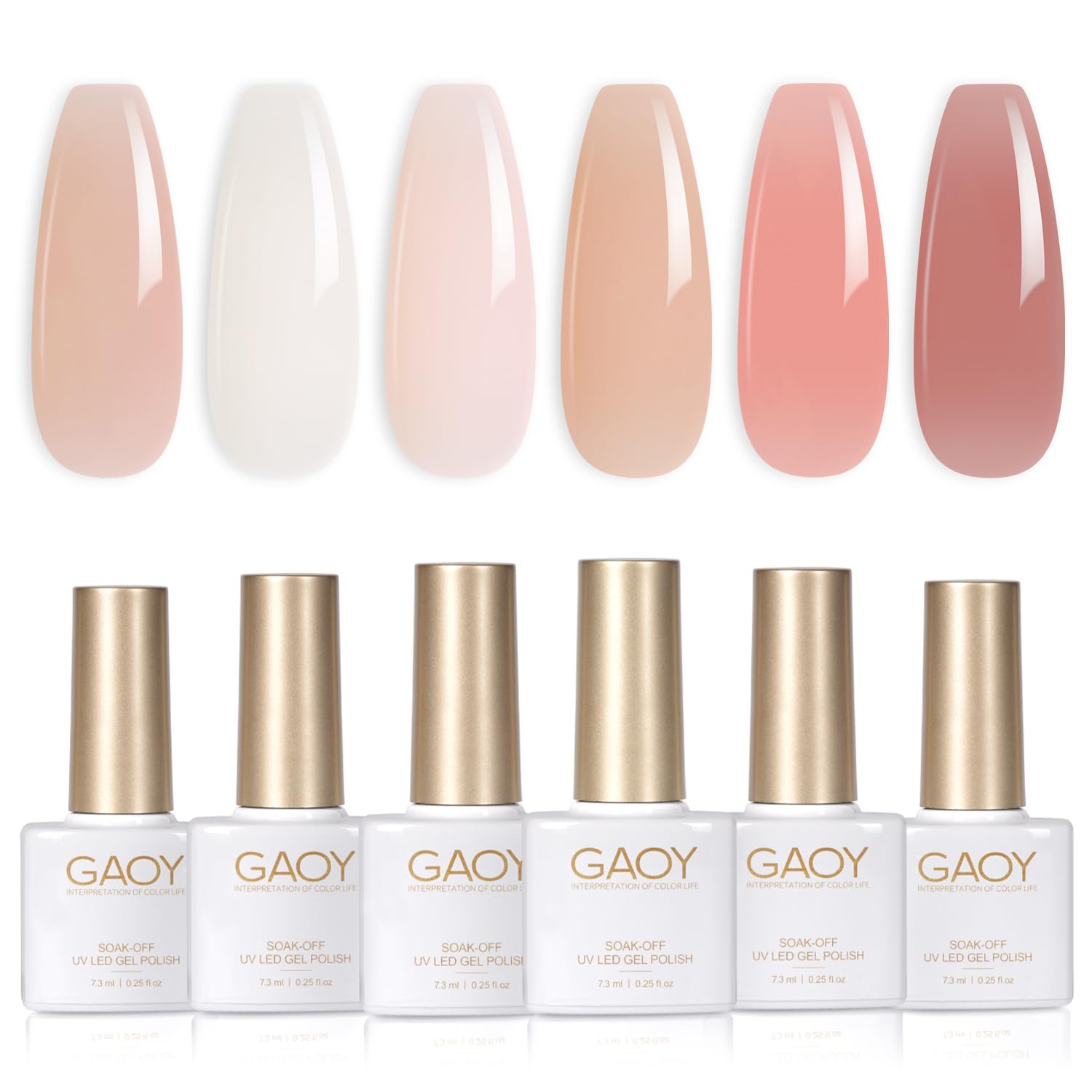 GAOY Milky Jelly Nude Gel: set en caja con gel translúcido para brillo suave.