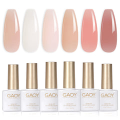 GAOY Milky Jelly Nude Gel: set en caja con gel translúcido para brillo suave.
