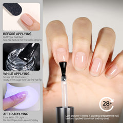 GAOY muestra capa base gel transparente para evaluar adherencia inicial.