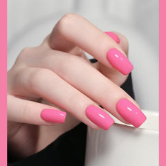 GAOY muestra de uñas con gel rosa brillo intenso para inspiración de manicura