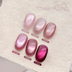 GAOY Gel Polish swatches displaying six holographic colors for versatile looks.
