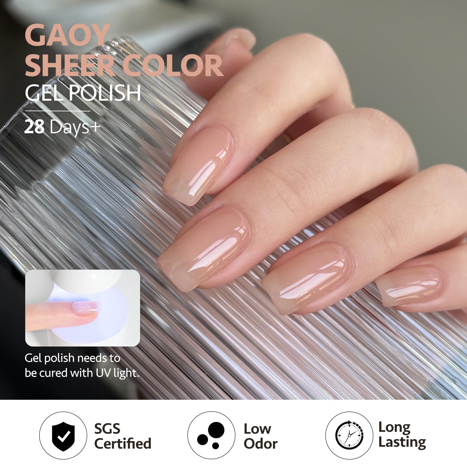 GAOY Nude Jelly Gel uso en casa para arte de uñas casero.
