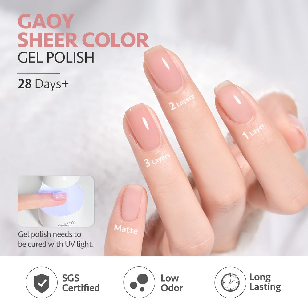 GAOY Nude Jelly Gel Efecto Milky, capa translúcida para acabado suave.