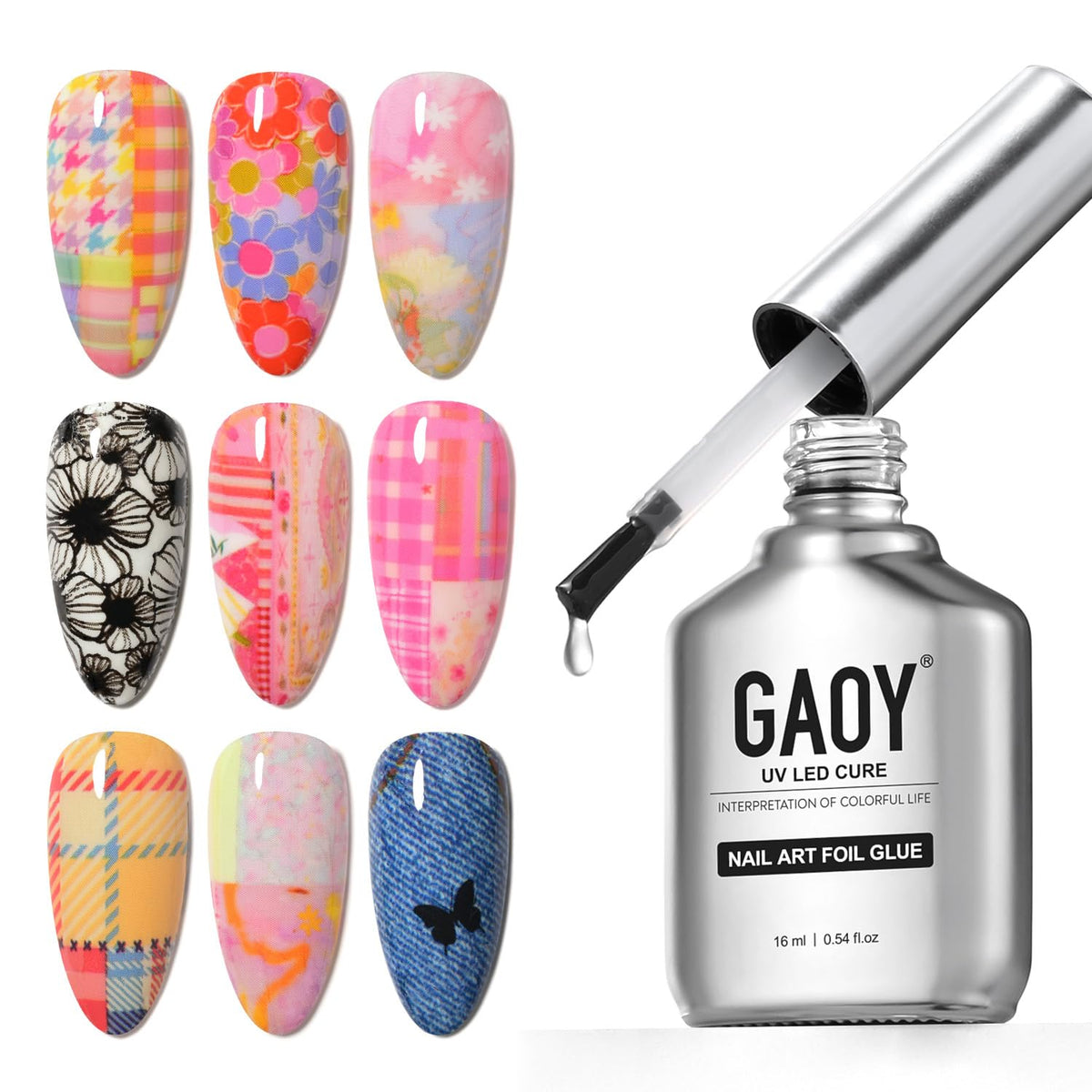 GAOY pegamento para láminas de uñas, transferencia rápida y clara