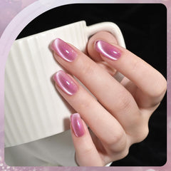 GAOY Pink Cat Eye Gel glitter translúcido con destellos