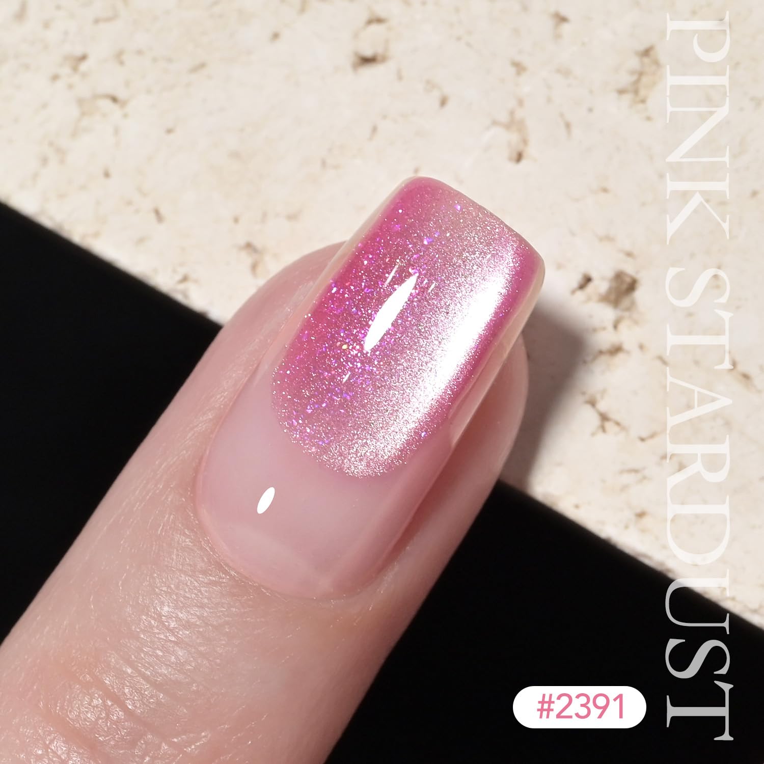 GAOY Pink Cat Eye Gel primer plano muestra el efecto ojo de gato