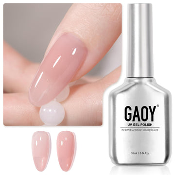 GAOY Esmalte gel translúcido rosado, se muestra el frasco de 16 ml para uñas duraderas.