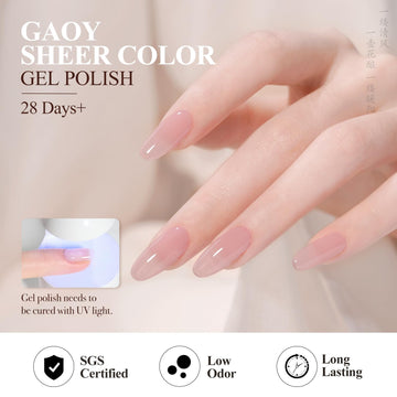 GAOY Esmalte gel translúcido rosado, empaque con botella de 16 ml para uso en casa.