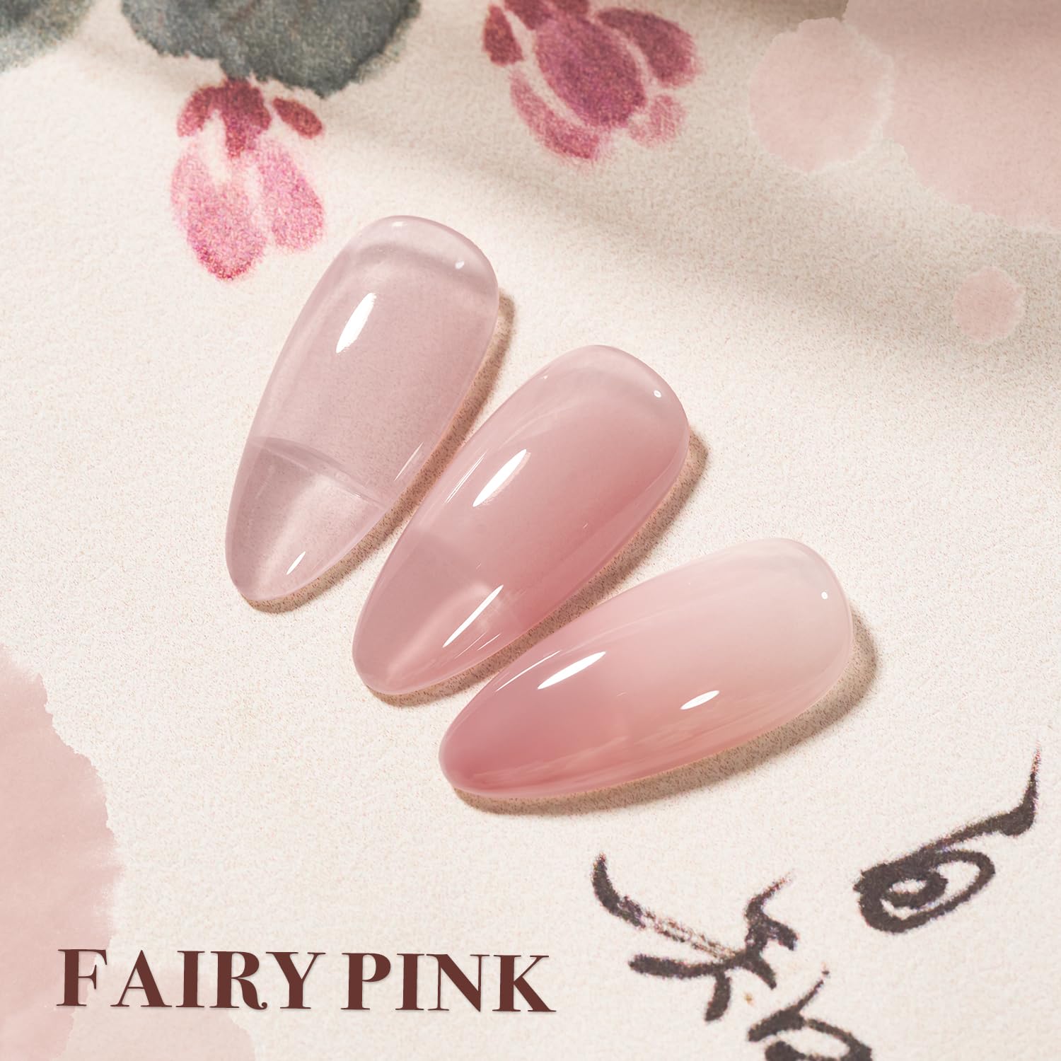 GAOY Esmalte gel translúcido rosado, uñas terminadas con brillo suave y natural.