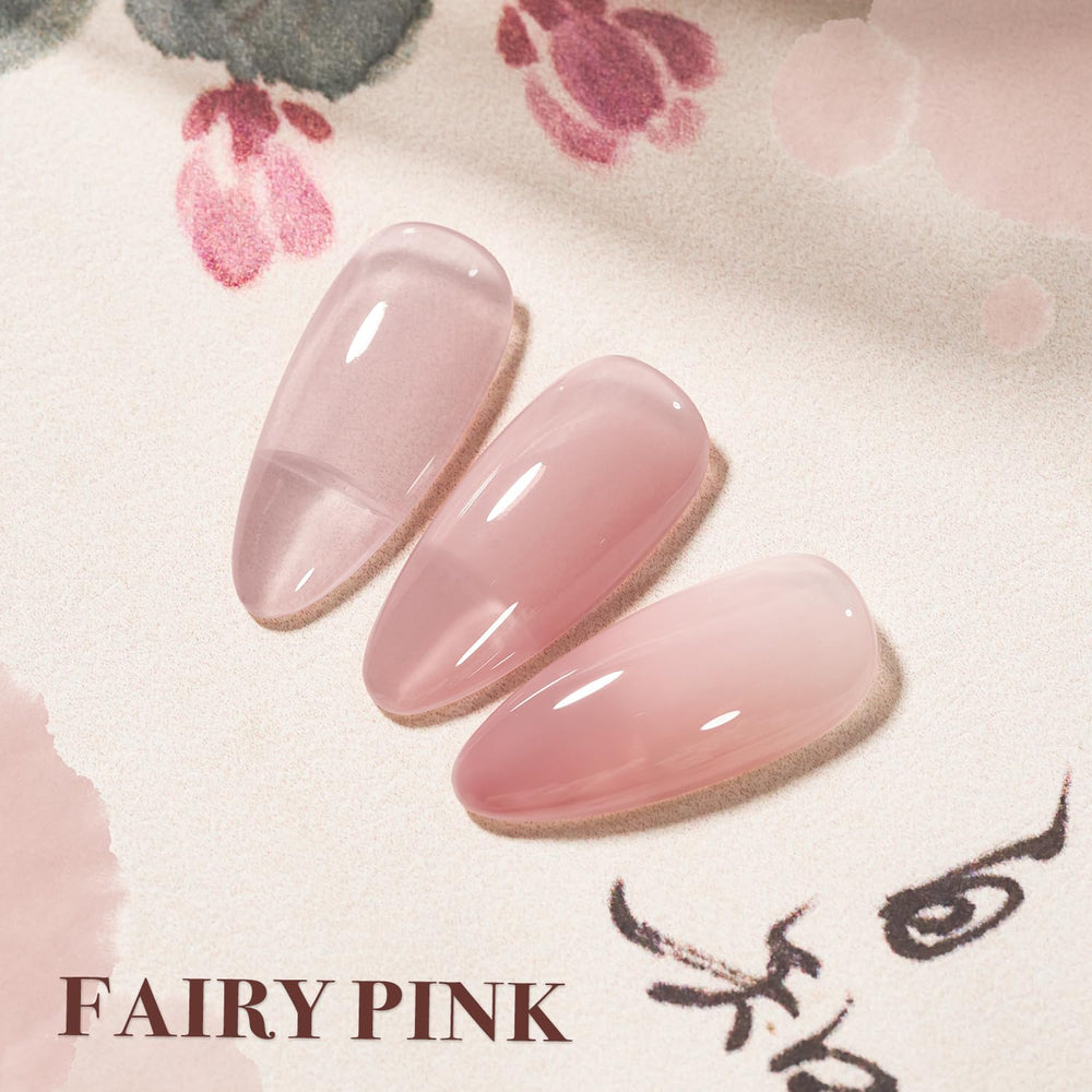 GAOY Esmalte gel translúcido rosado, uñas terminadas con brillo suave y natural.