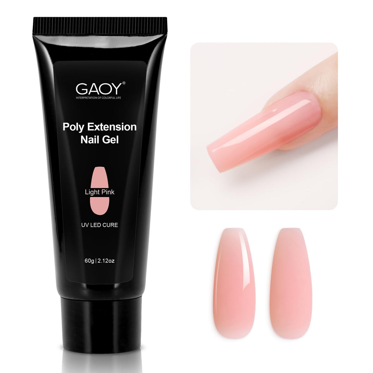 GAOY gel poligel 60 g en tono rosado claro para uñas duraderas