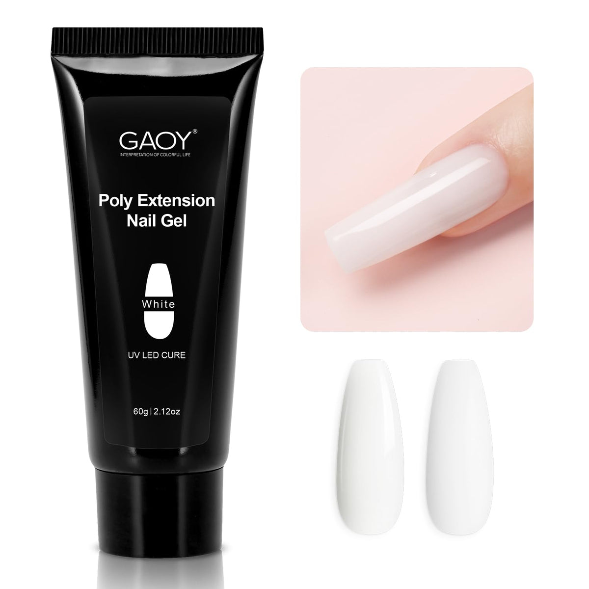 GAOY Poly Gel 60g, empaque grande para uñas duraderas y uso prolongado