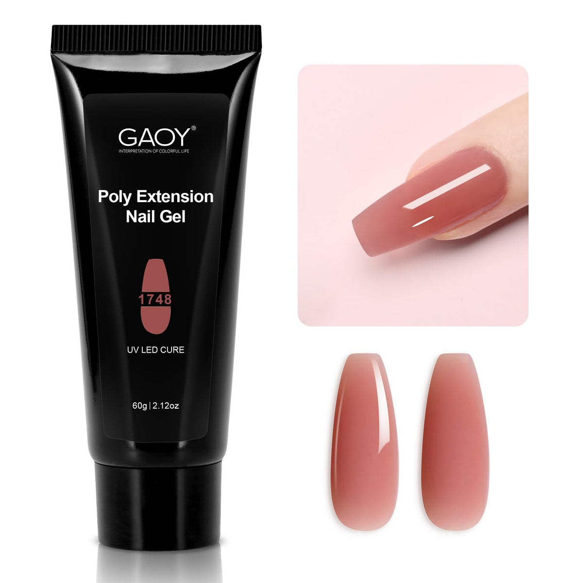 GAOY gel polímero 60 g en envase rosado burdeos, ideal para uso profesional.