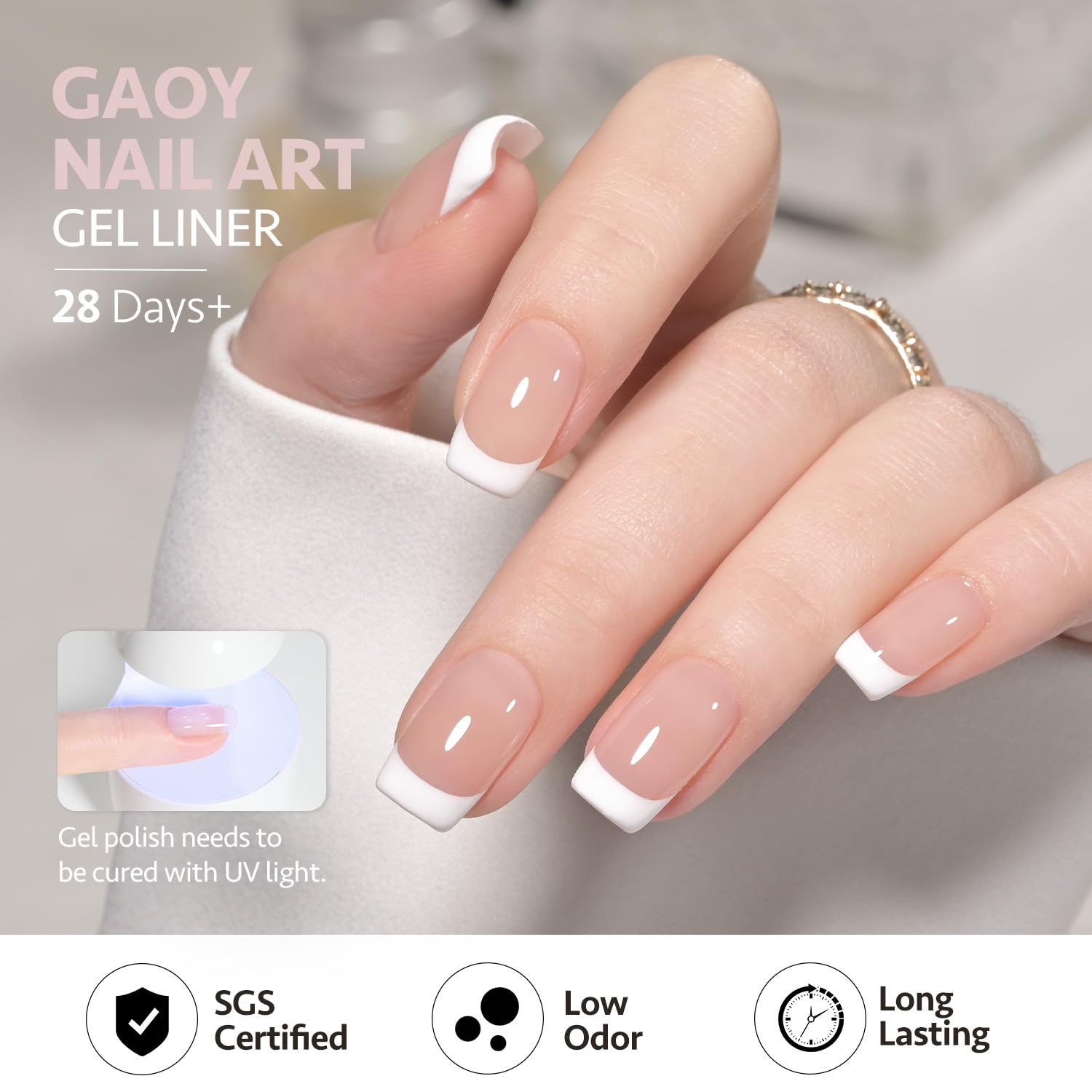 GAOY Remolino Blanco, curado UV en 60 segundos para secado rápido