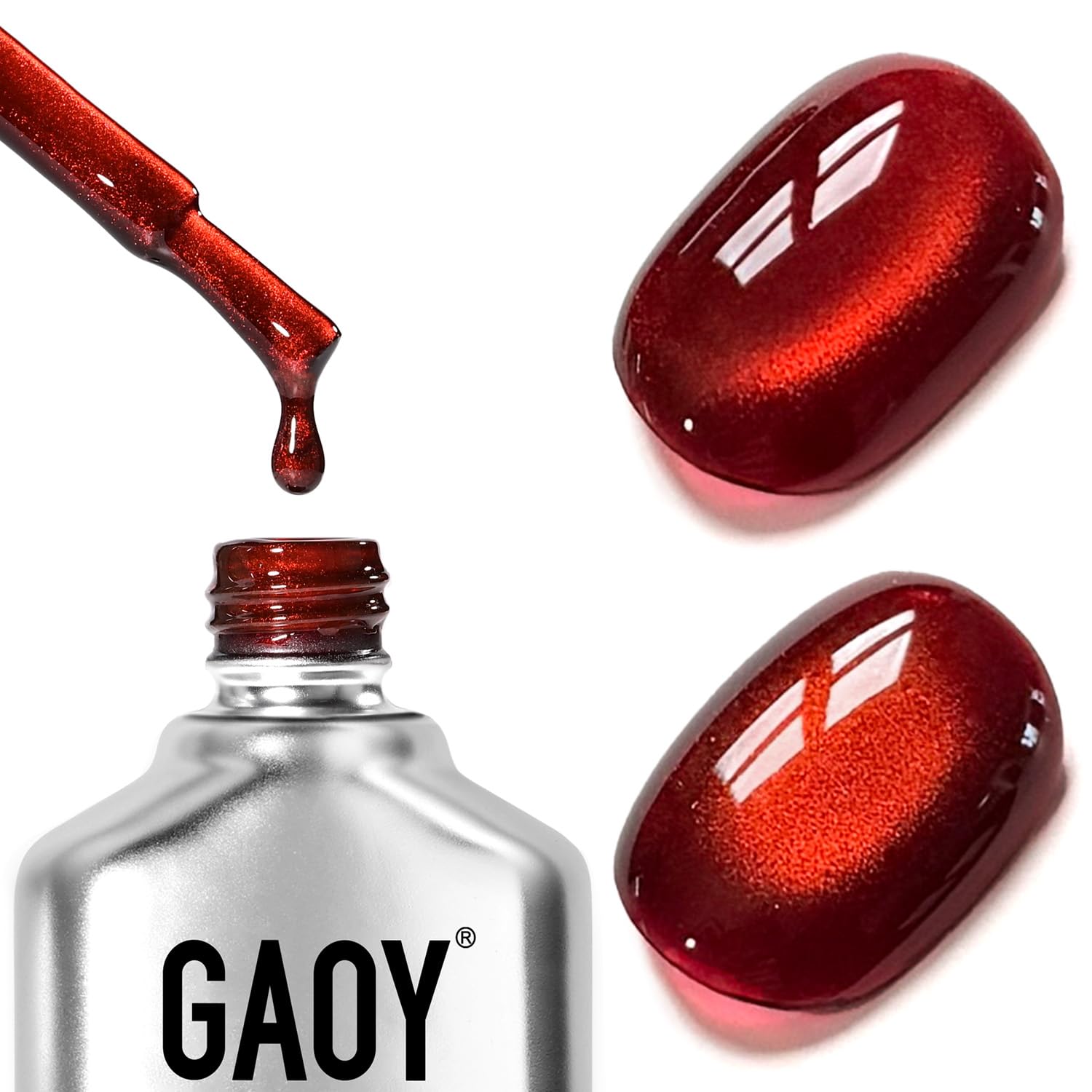 GAOY esmalte gel ojo de gato rojo con imán para patrones.