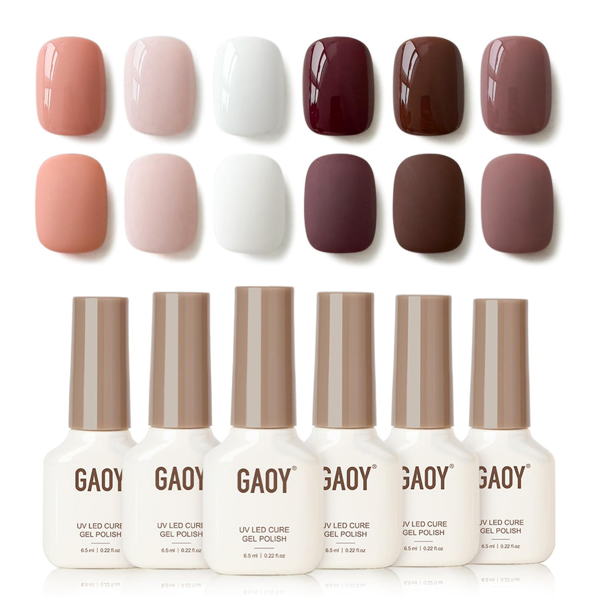 GAOY set esmalte gel mauve con 6 colores para un look sofisticado.
