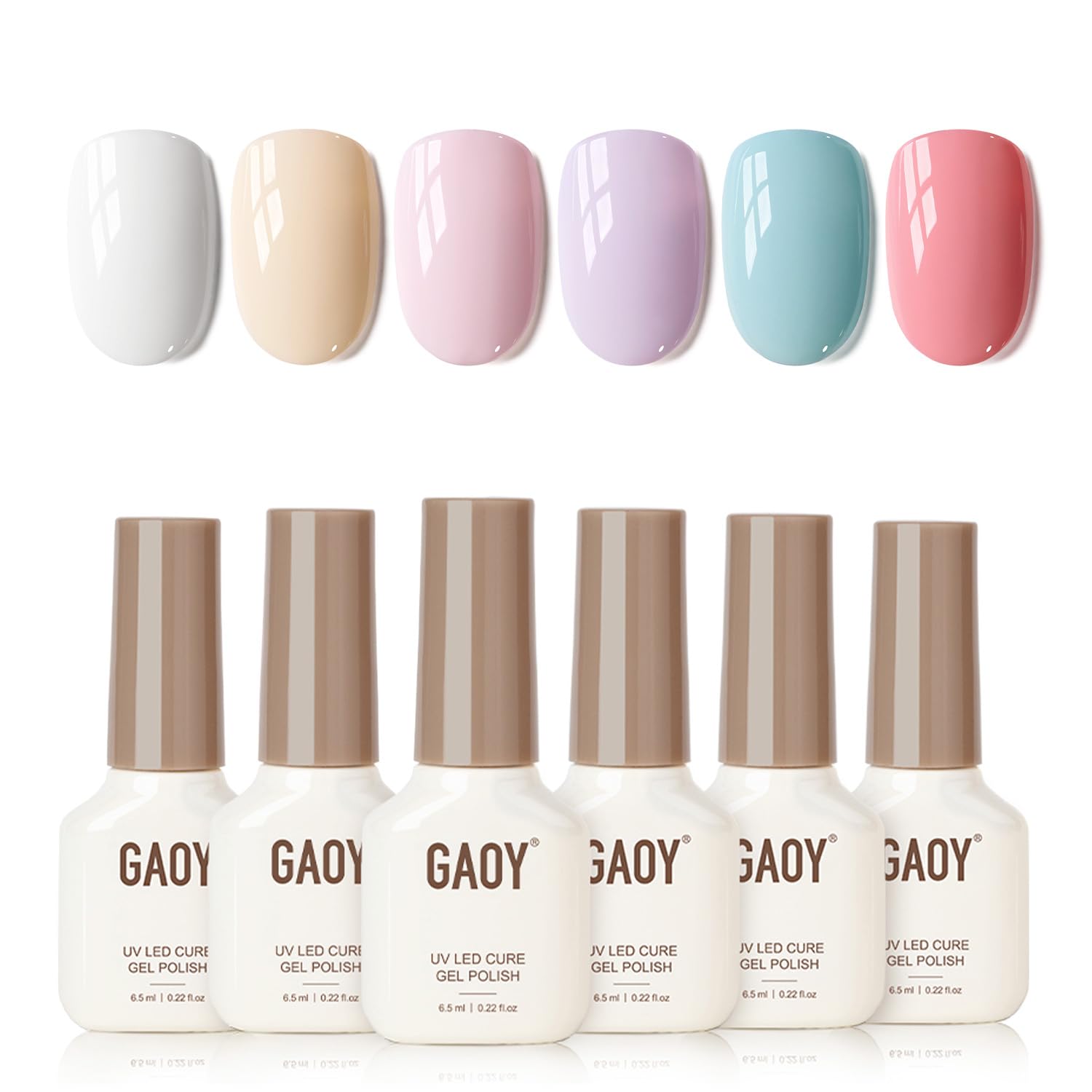GAOY set gel uñas color azul bebe para manicura en casa con brillo