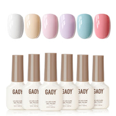 GAOY set gel uñas color azul bebe para manicura en casa con brillo